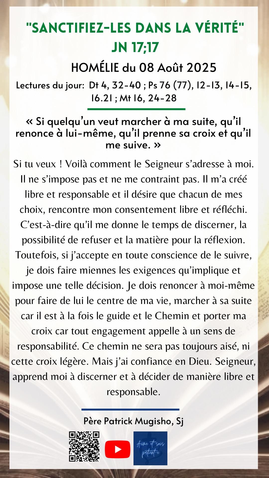 Marcher à la suite du Christ : un choix libre et exigeant